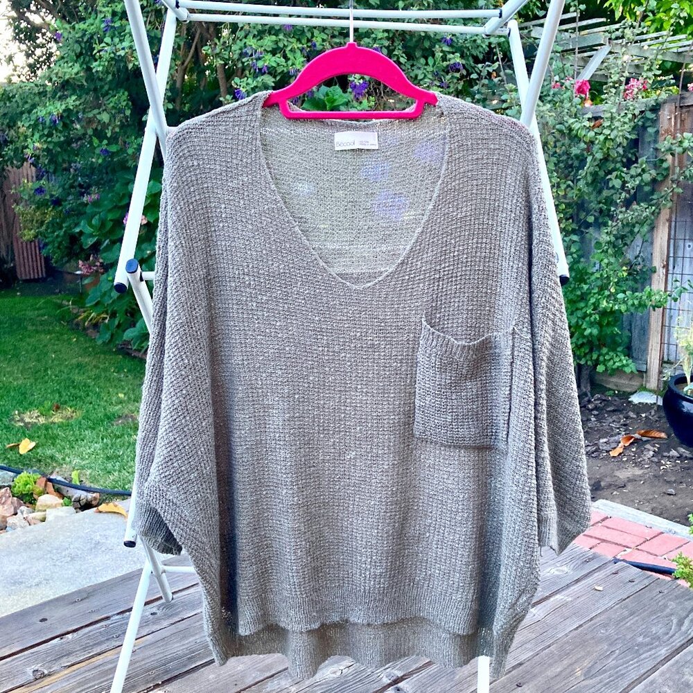 Becool Women's Beige Oversized Knit Top